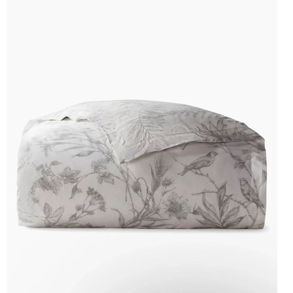 Ralph Lauren Genevieve Floral Queen Duvet Cover 100% Cotton Sateen Gray NWT $355